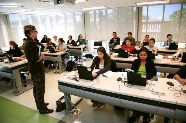 students practicing with the microphone