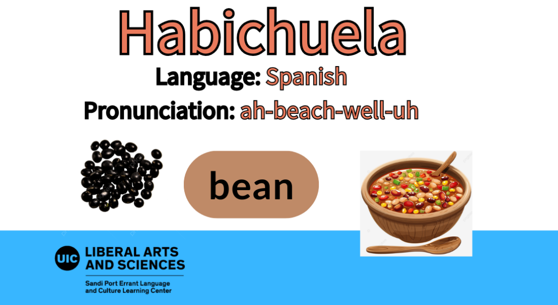 Habichuela, from Spanish. Bean.