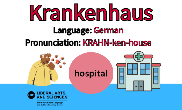 Krankenhaus, from German, hospital.