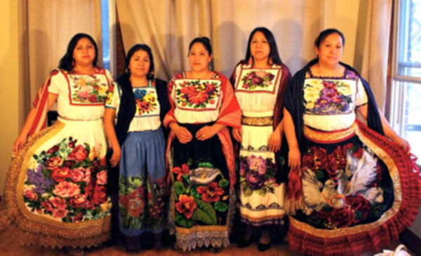 Women from Cheranástico, Michoacán, wearing traditional attire from the region.