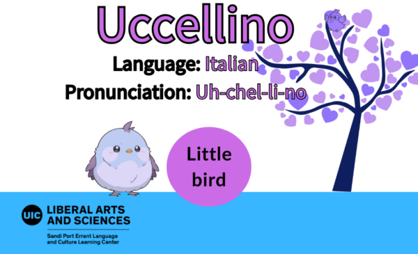 Uccellino, from Italian. Little bird.