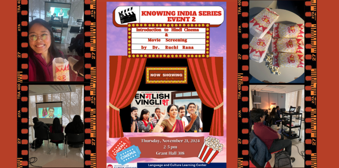 Knowing India series event 2: introduction to hindi cinema and movie screening by dr. ruchi rana. English vinglish film poster and photos