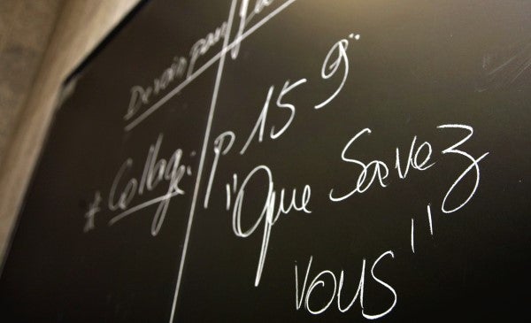 French writings on a blackboard