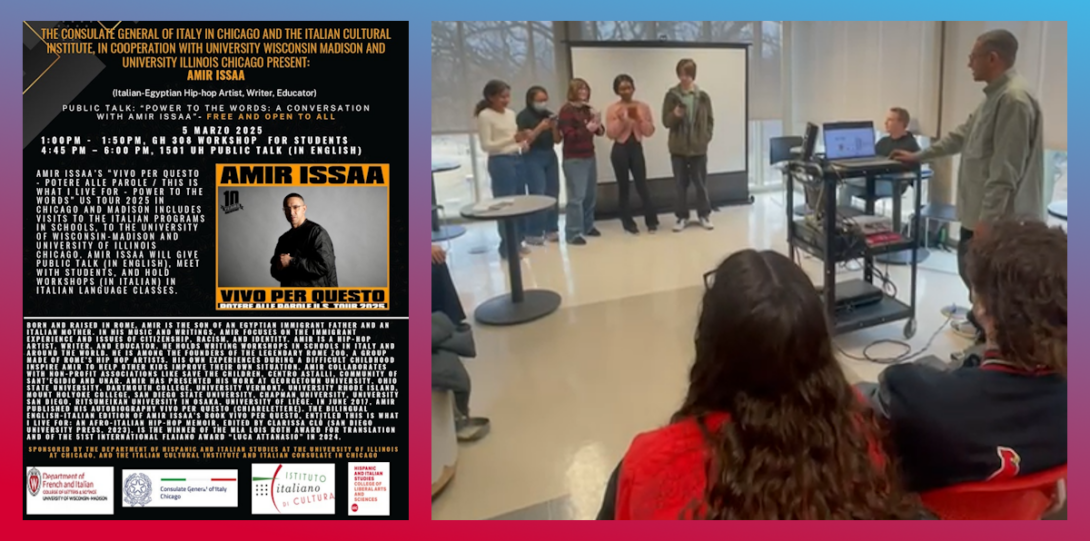 Italian students rap along with music at Amir Issaa's UIC visit