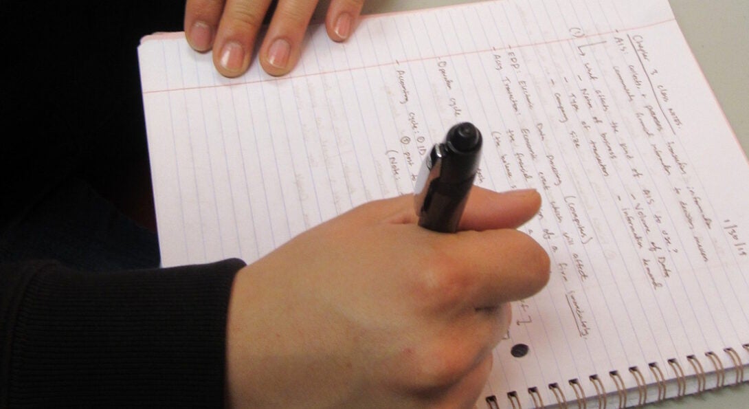 students taking an exam